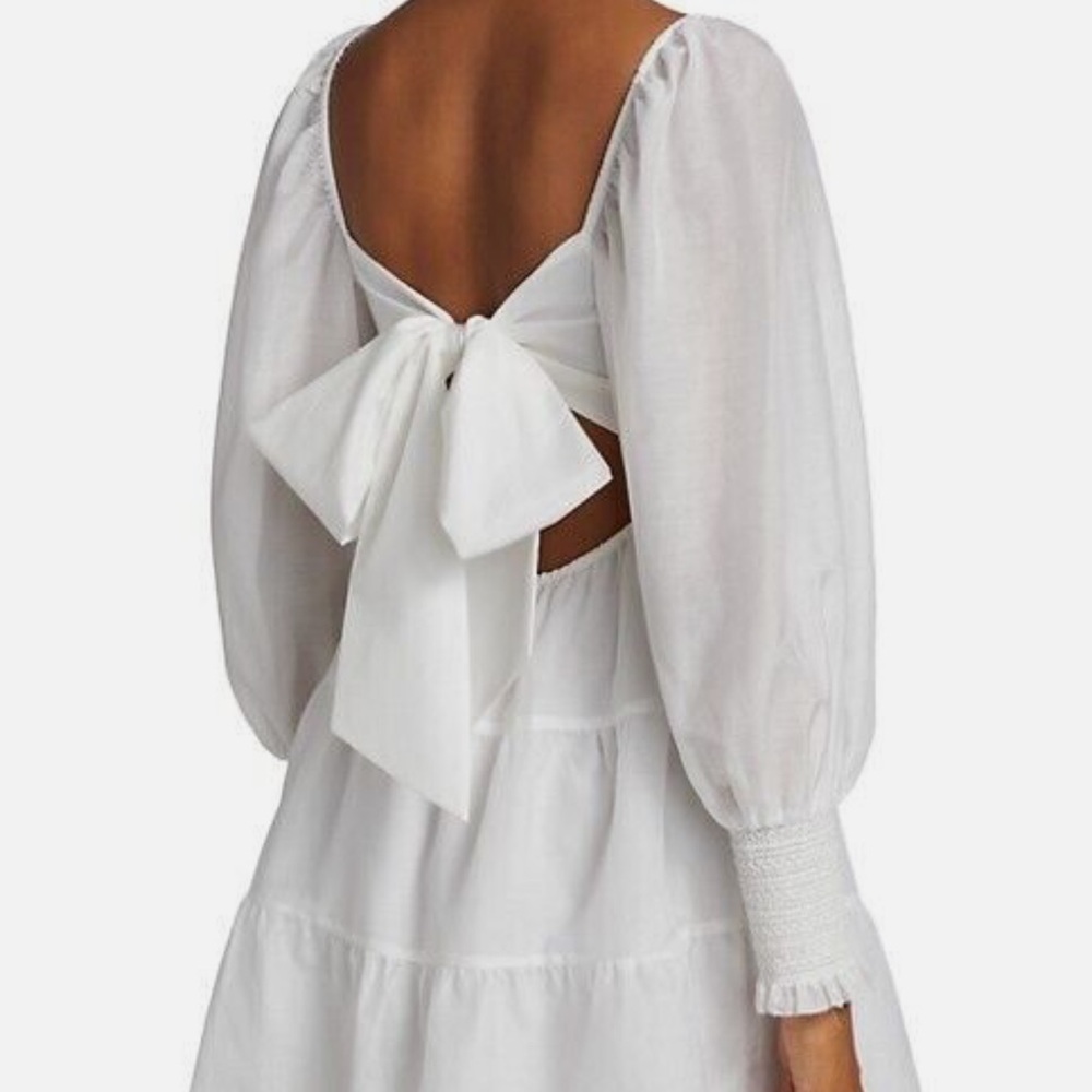 Alice + Olivia White Silk Long Sleeve Dress - Picture 3 of 12